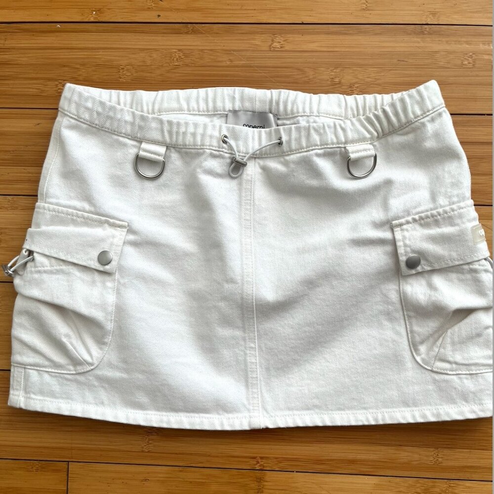 Coperni White Denim Cargo Mini Skirt